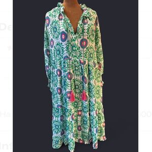 Colorful Patterned Maxi Dress Coastal Beach Cruise Tropical